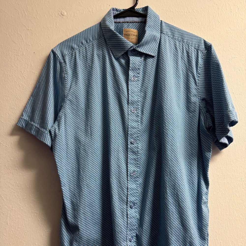 Boconi Blue Short Sleeve Men's Cotton Golf Shirt, Size: 17.5 XL, EUC